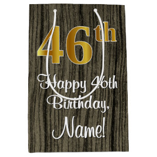 46e verjaardag: Elegant Faux Gold Kijk #, Faux Woo Medium Cadeauzakje