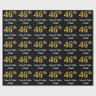 46e verjaardag: Elegante luxe faux gouden look # Cadeaupapier