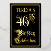 46e verjaardag — Fancy script en aangepaste naam Folie Uitnodiging (Voorkant)