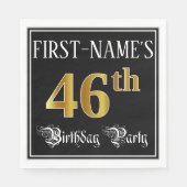 46e verjaardag — Fancy script, Faux Gold look Servet (Voorkant)