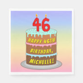 46e verjaardag: Fun Cake and Candles + Custom Name Servet (Voorkant)