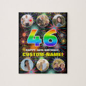 46e verjaardag: Fun Rainbow #, aangepaste naam + f Legpuzzel (Verticaal)