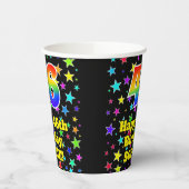 46e verjaardag: Fun Stars Pattern en Rainbow 46 Papieren Bekers (Links)