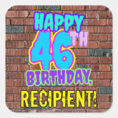 46e verjaardag - Leuke, stedelijke graffiti geïnsp Vierkante Sticker (Voorkant)
