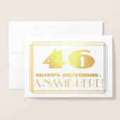 46e verjaardag; naam + Art Deco geïnspireerd look Folie Kaarten (Voorkant met envelop)