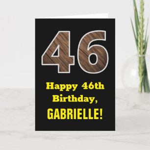 46e verjaardag: Naam, Faux Wood Grain Patroon "46" Kaart