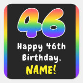 46e verjaardag: Regenboogspectrum # 46, Aangepaste Vierkante Sticker (Voorkant)
