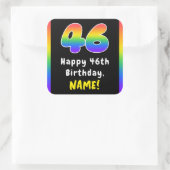 46e verjaardag: Regenboogspectrum # 46, Aangepaste Vierkante Sticker (Tas)