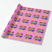 46e verjaardag: roze strepen & harten, regenboog # cadeaupapier (Uitgerold)