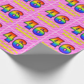 46e verjaardag: roze strepen & harten, regenboog # cadeaupapier (Hoek)