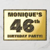 46e verjaardag van de geboorte — Vette, houten gra Folie Uitnodiging (Voorkant)