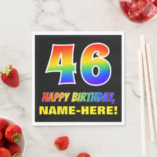 46e verjaardag: Vet, Vun, eenvoudig, regenboog 46 Servet