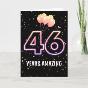 46e verjaardagsballonnen en confetti kaart