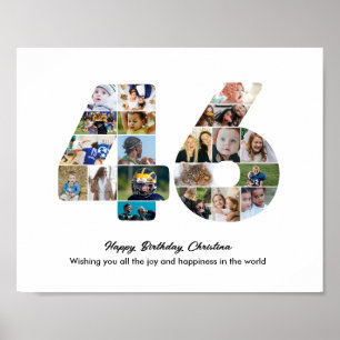 46e Verjaardagsfeest Nummer 46 Fotocollage Poster