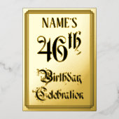 46th Birthday Party — Elegant Script + aangepaste  Folie Uitnodiging (Voorkant)