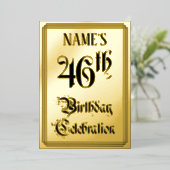 46th Birthday Party — Elegant Script + aangepaste  Folie Uitnodiging (Staand Voorkant)