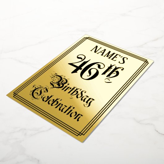 46th Birthday Party — Elegant Script + aangepaste  Folie Uitnodiging (Gedraaid)