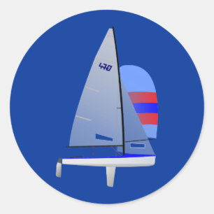 470 Racing Sailboat onedesign Olympische klasse Ronde Sticker