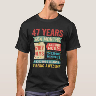 47 jaar oude dag 47e verjaardag t-shirt