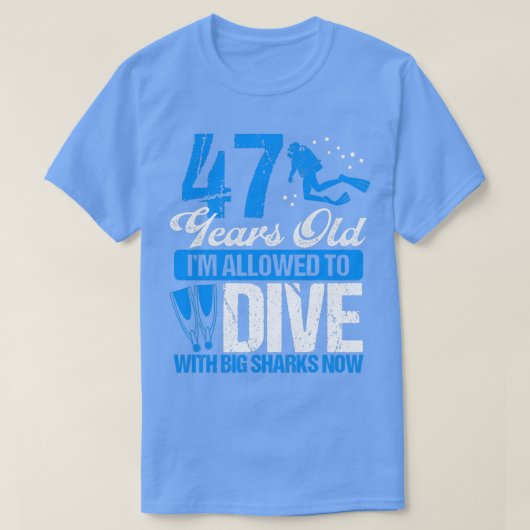 47-jarige Scuba duikende scuba duiker T-shirt (Design voorkant)
