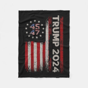 47 Trump 2024 Amerikaanse Vlag (op achterkant) 1 Fleece Deken