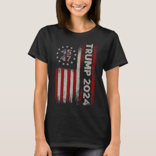 47 Trump 2024 Amerikaanse vlag (op rug) 1 T-shirt