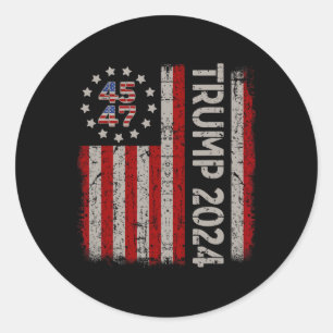 47 Trump 2024 Amerikaanse vlag (op rug) Ronde Sticker