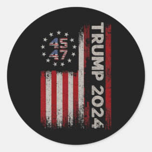 47 Trump 2024 Amerikaanse vlag Ronde Sticker