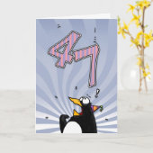 47e anniversaire - Carte de surprise de pingouin (Fleur jaune)