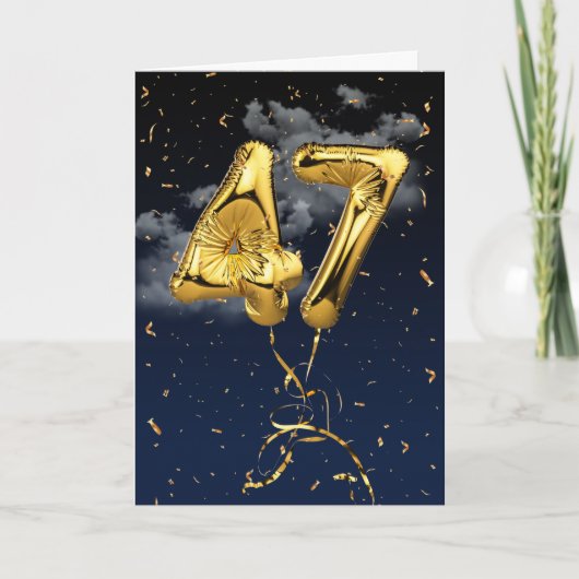 47e anniversaire Gold Foil Balloon et carte Confet (Devant)