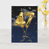 47e anniversaire Gold Foil Balloon et carte Confet (Fleur jaune)