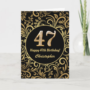 47e anniversaire Modèle floral noir et or
