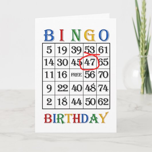 47e Birthday Bingo-kaart Kaart (Voorkant)