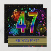 47e fête d'anniversaire Invitation avec bulles (Devant / Derrière)