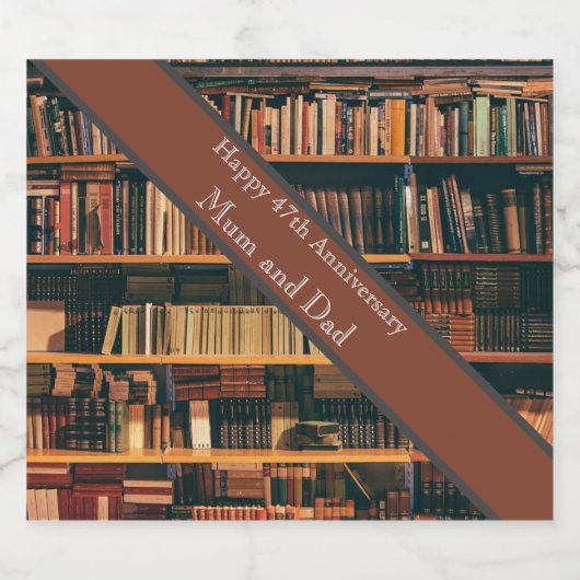 47e Jubileum voor bruiloft Sparkling Wijnetiket (Enkel label)