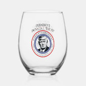 47e President Donald Trump Inauguratie Keepsake Wijnglas Zonder Voet (Achterkant)