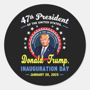 47e President Donald Trump Inauguratiedag Ronde Sticker
