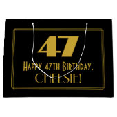47e verjaardag — Art Deco geïnspireerde look "47" Groot Cadeauzakje (Voorkant)