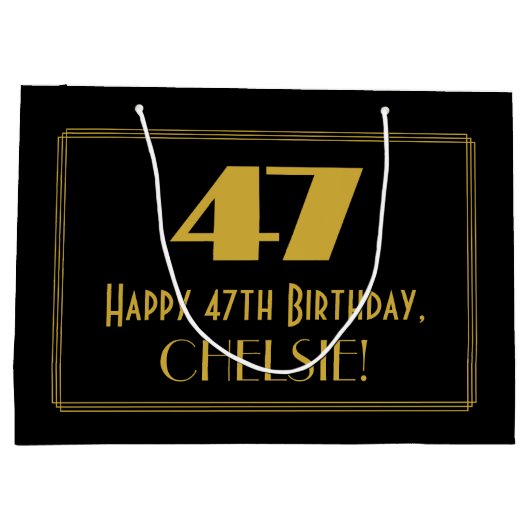 47e verjaardag — Art Deco geïnspireerde look "47" Groot Cadeauzakje (Achterkant)