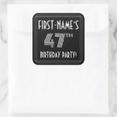 47e verjaardag: Art Deco Style en aangepaste naam Vierkante Sticker (Tas)