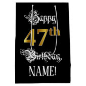 47e verjaardag ~ Fancy script; Faux Gold look; naa Medium Cadeauzakje (Achterkant)