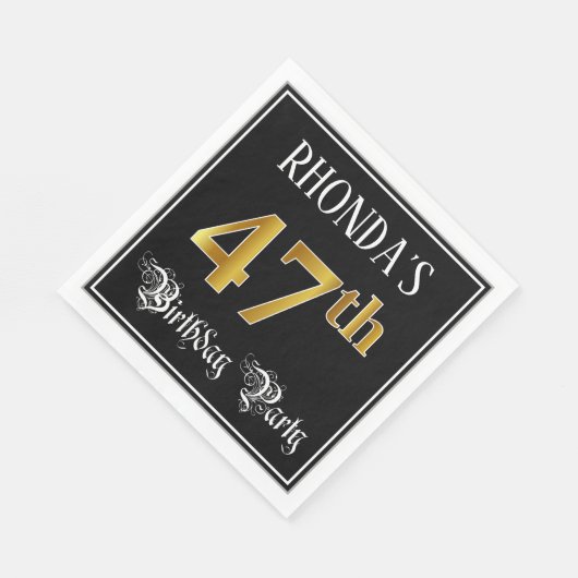 47e verjaardag — Fancy script, Faux Gold look Servet (Hoek)