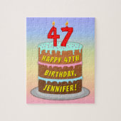 47e verjaardag: Fun Cake and Candles + Custom Name Legpuzzel (Verticaal)
