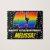 47e verjaardag — Fun, kleurrijk Star Field Pattern Legpuzzel (Horizontaal)