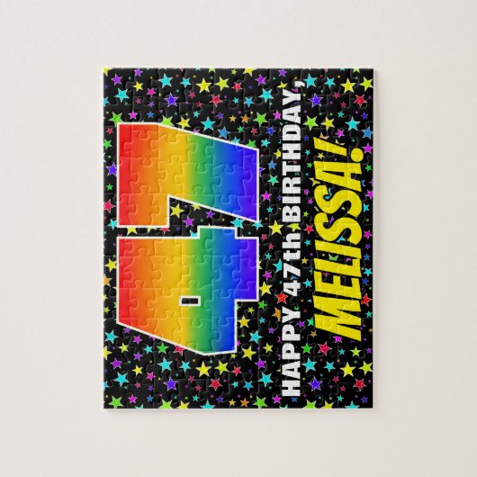 47e verjaardag — Fun, kleurrijk Star Field Pattern Legpuzzel (Verticaal)