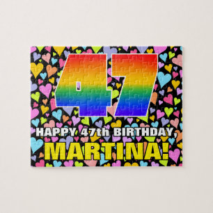 47e verjaardag — Fun, liefhebbende hartvormen + "4 Legpuzzel