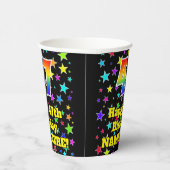 47e verjaardag: Fun Stars Pattern en Rainbow 47 Papieren Bekers (Rechts)