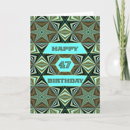47e verjaardag met groen abstract ontwerp kaart (Voorkant)