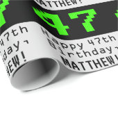 47e verjaardag - Nerdy / Geeky stijl "47" en naam Cadeaupapier (Rol Hoek)