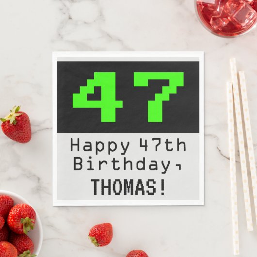 47e verjaardag - Nerdy / Geeky Style "47" & naam Servet (Insitu)